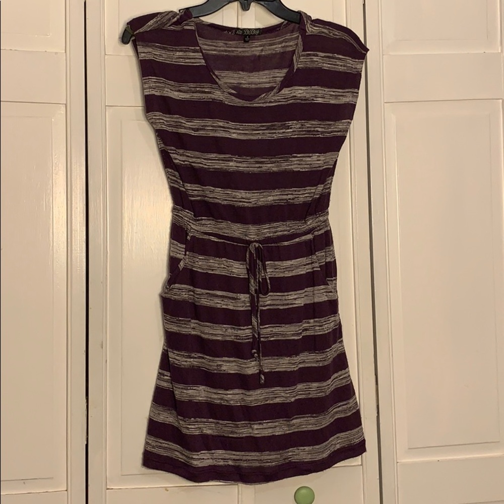 Casual purple and white striped dress